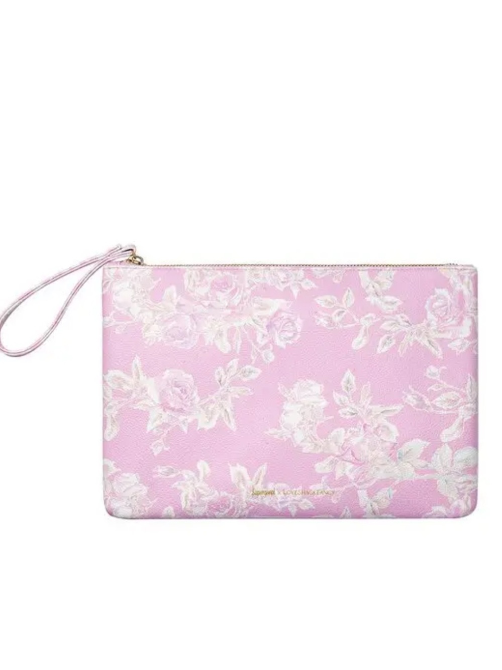 Supergoop! x LoveShackFancy "Love to Glow" Pink Floral Cosmetic Pouch / Wristlet